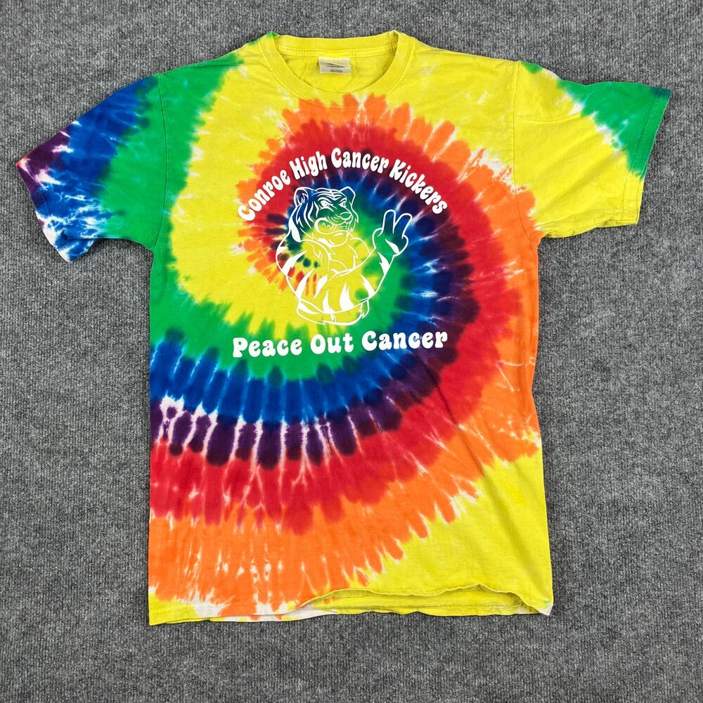 Port and Company Mens‎ T-Shirt Size M Multicolor Tie-Dye Graphic Short Sleeve